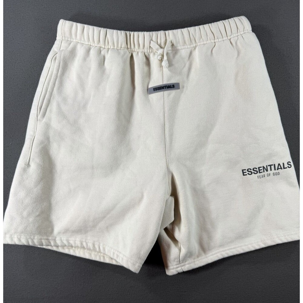 Fear of God Essentials Sweat Shorts Mens Medium 5" Beige Athletic Gym Stretch